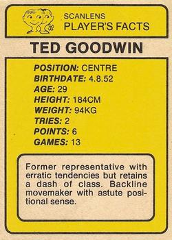 1981 Scanlens #79 Ted Goodwin Back